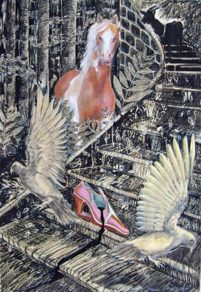 Prince without Rider, Oil Chalk / Acrylic / Paper, 85 x 60 cm