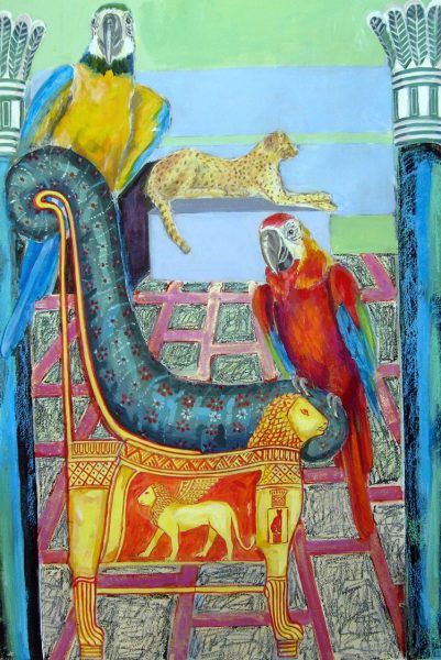 Sharing Space I, Acrylic / Oil Chalk / Paper, 78 x 52 cm