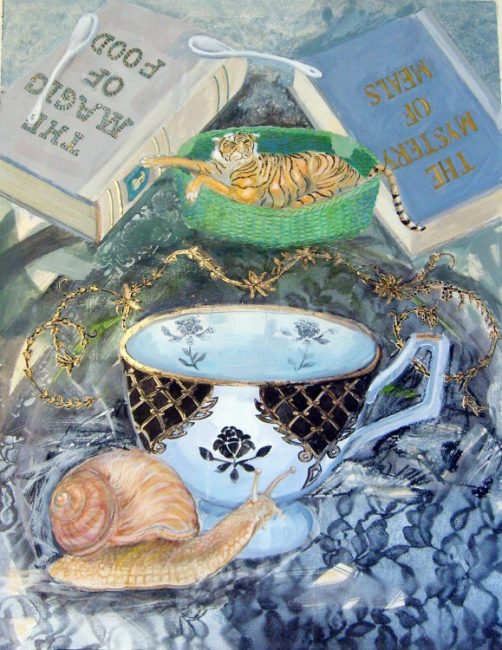 Philosopher's Kitchen Table, Pencils / Acrylic / Paper, 50 x 64 cm